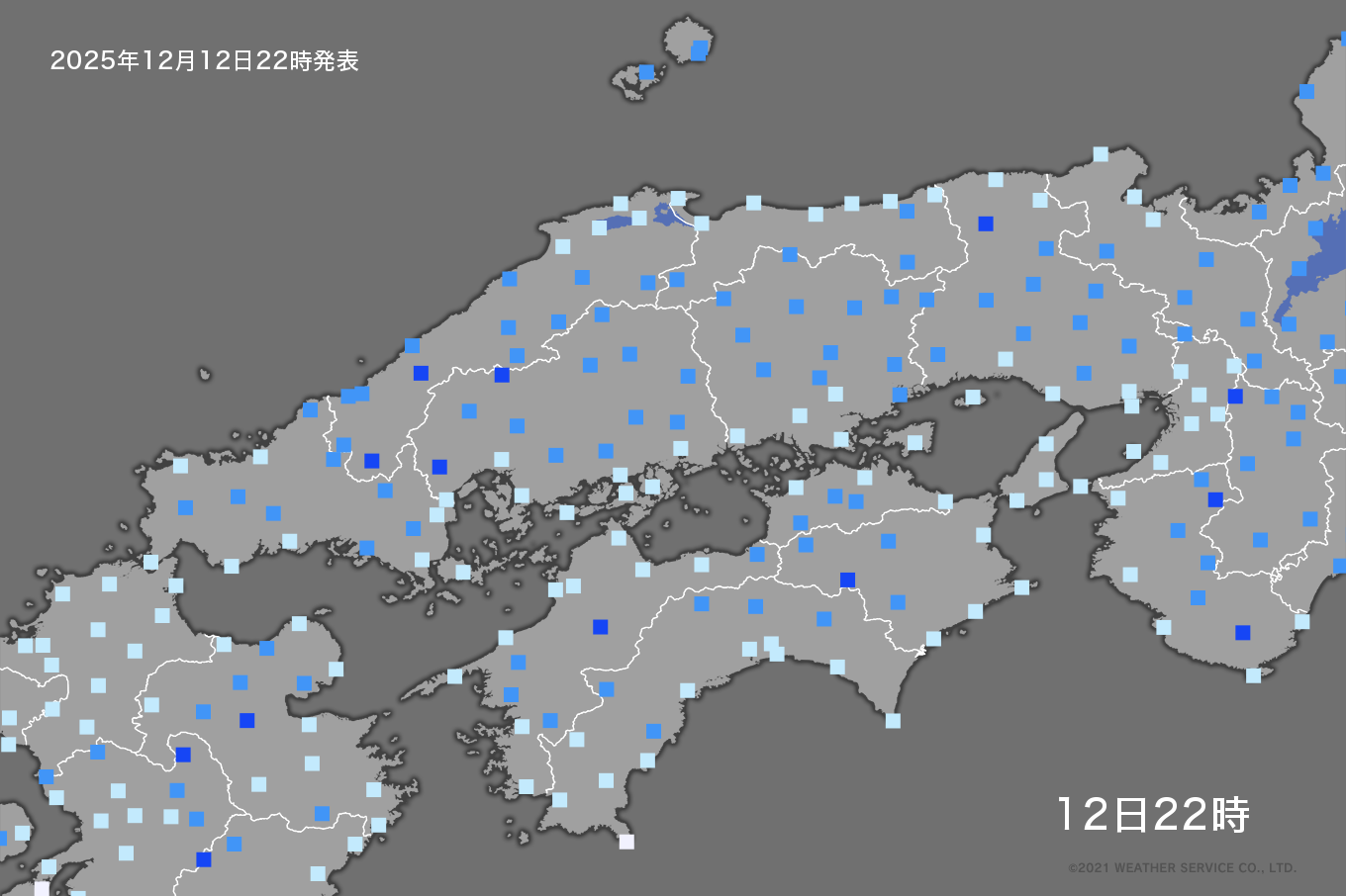 中国・四国の気温分布